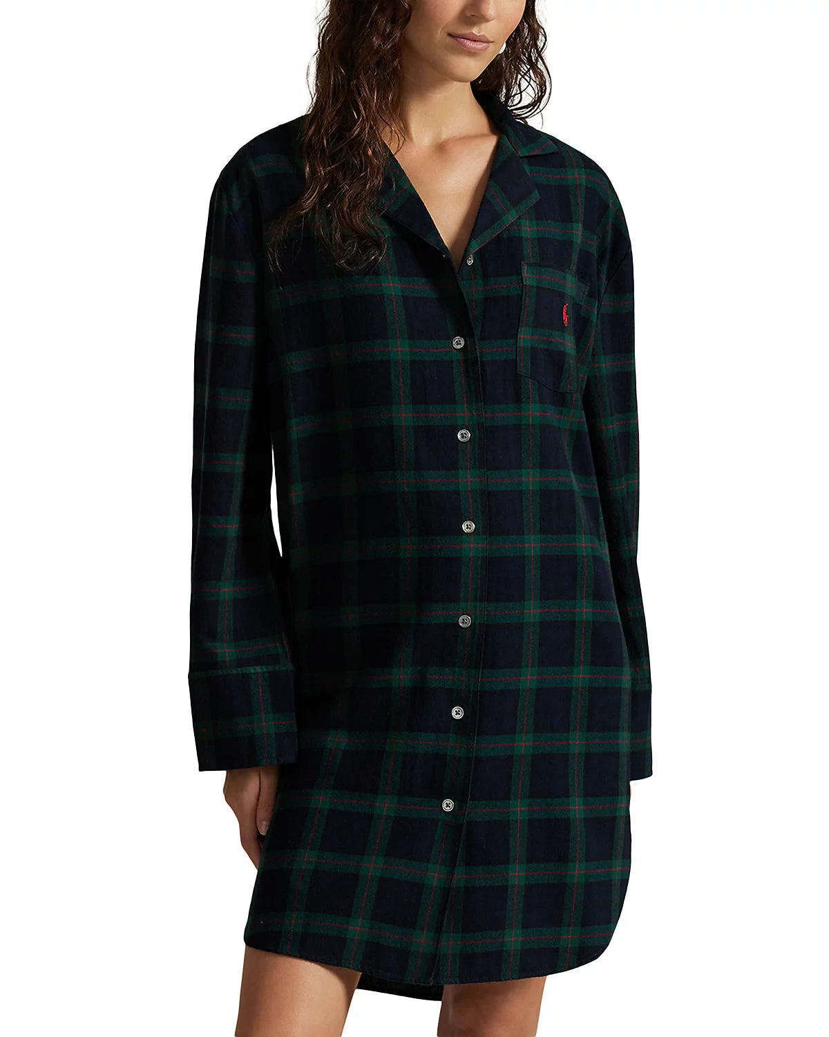 POLO RALPH LAUREN Plaid Camp Collar Sleep Dress- 4P0559