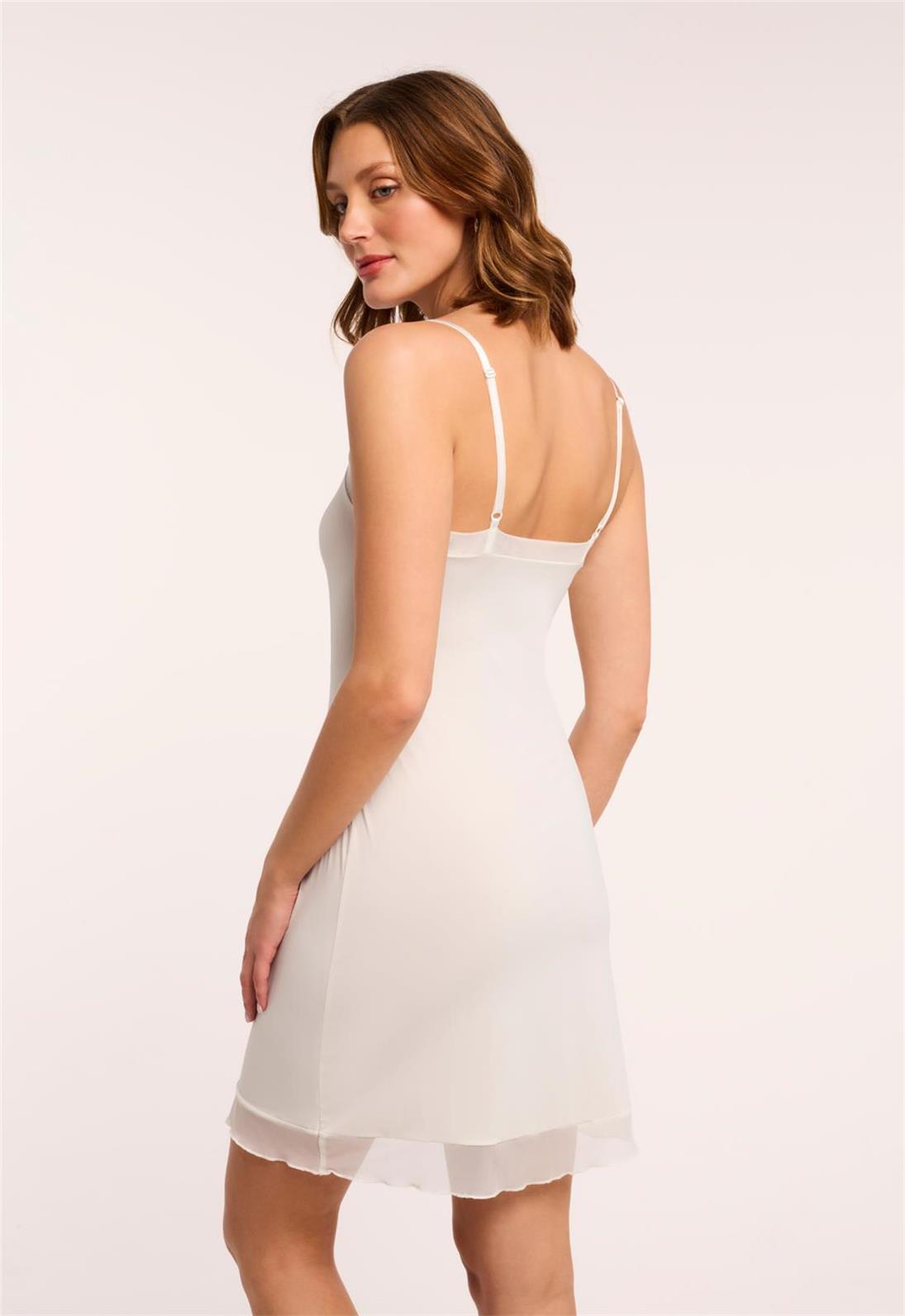 Montelle V-Neck Full Length Slip 9500- nude/black