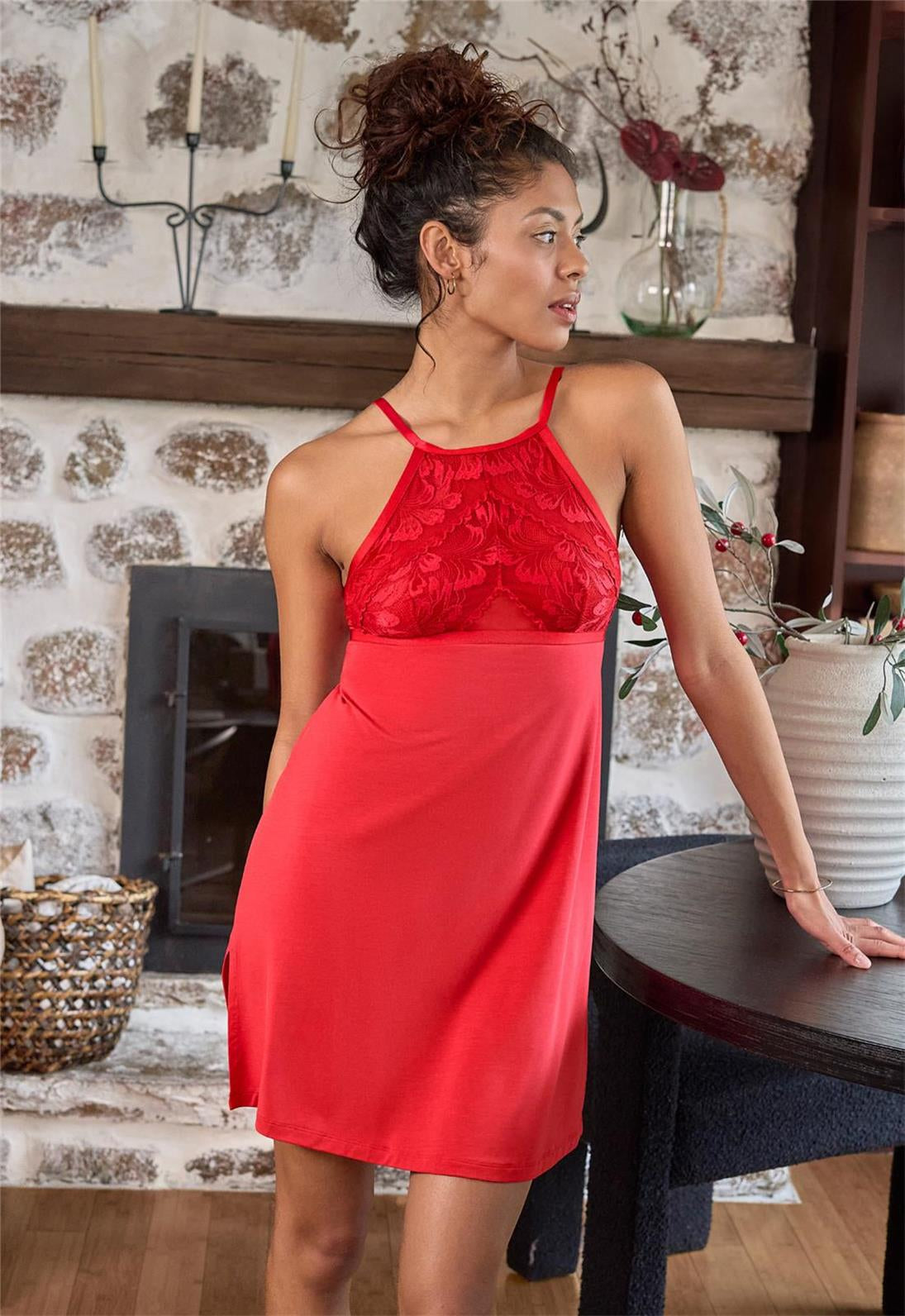 Fleurt Parisian Nights High Neck Chemise- 6052