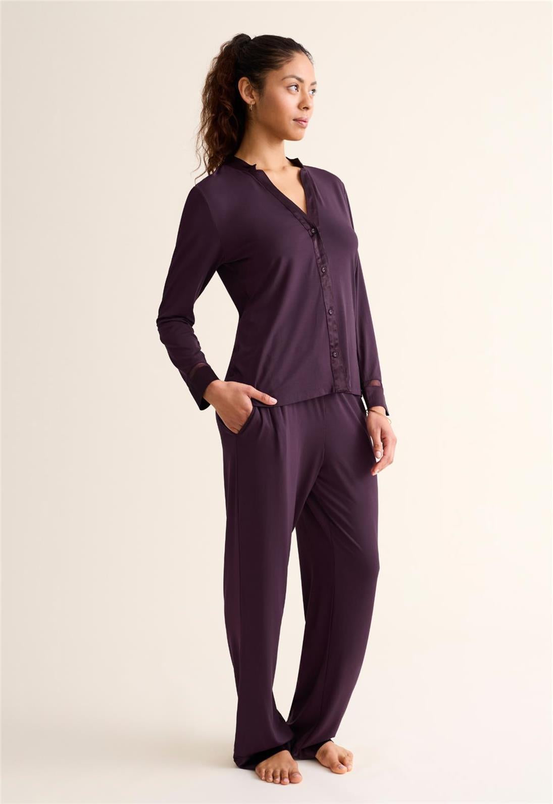 Fleur't-Tuxedo Pj Set-6140- BLK/VINO