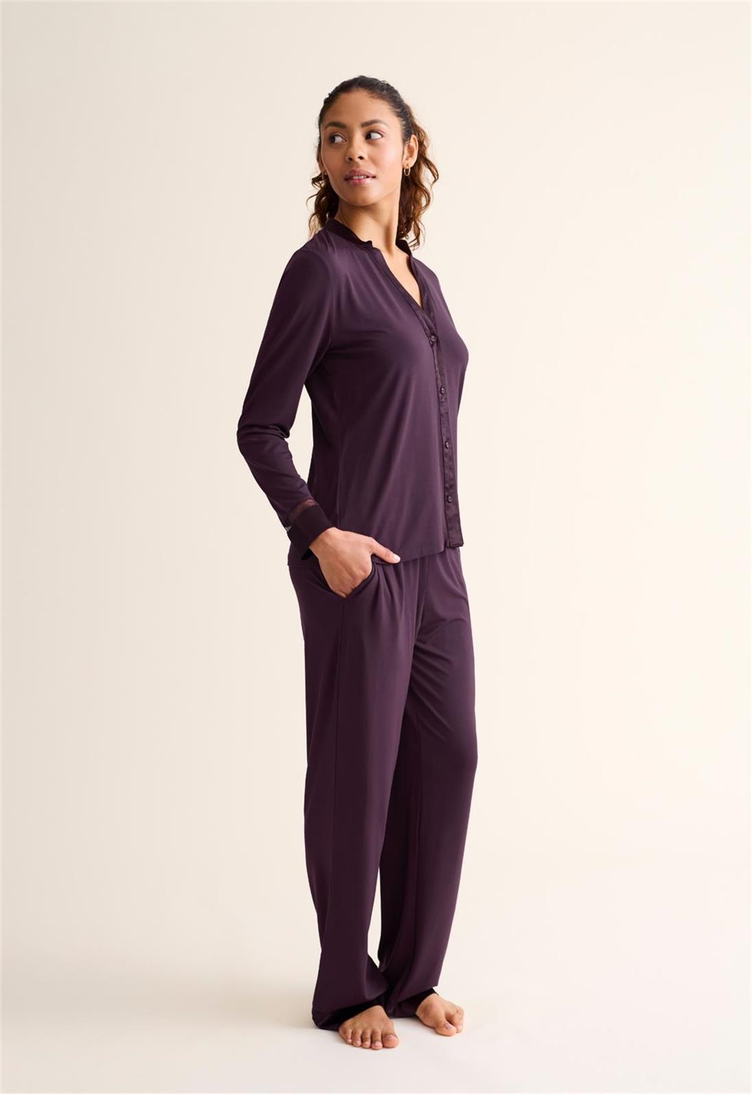Fleur't-Tuxedo Pj Set-6140- BLK/VINO
