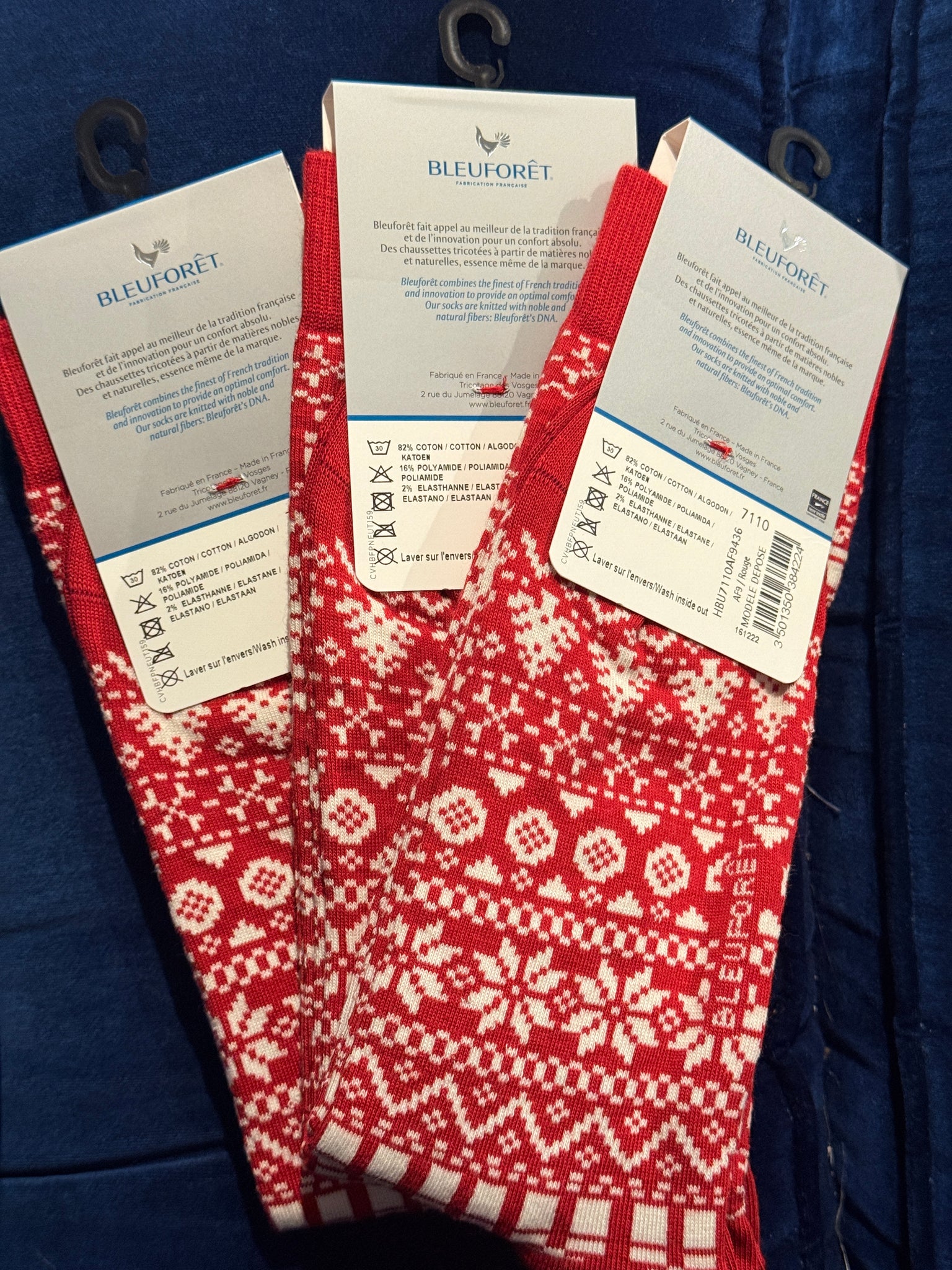 BLEUFORET NORWEGIAN PATTERN SOCKS- 7110- RED