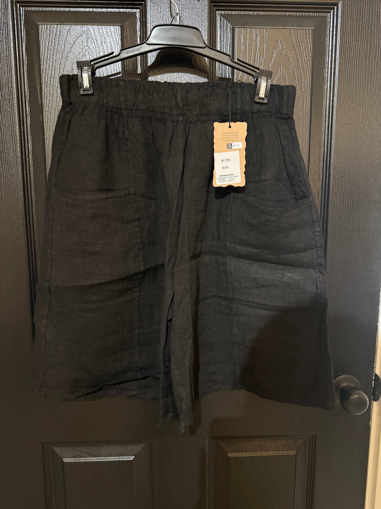 PLUM LOCO WOVEN SOLID LINEN SHORTS- 9F 1778