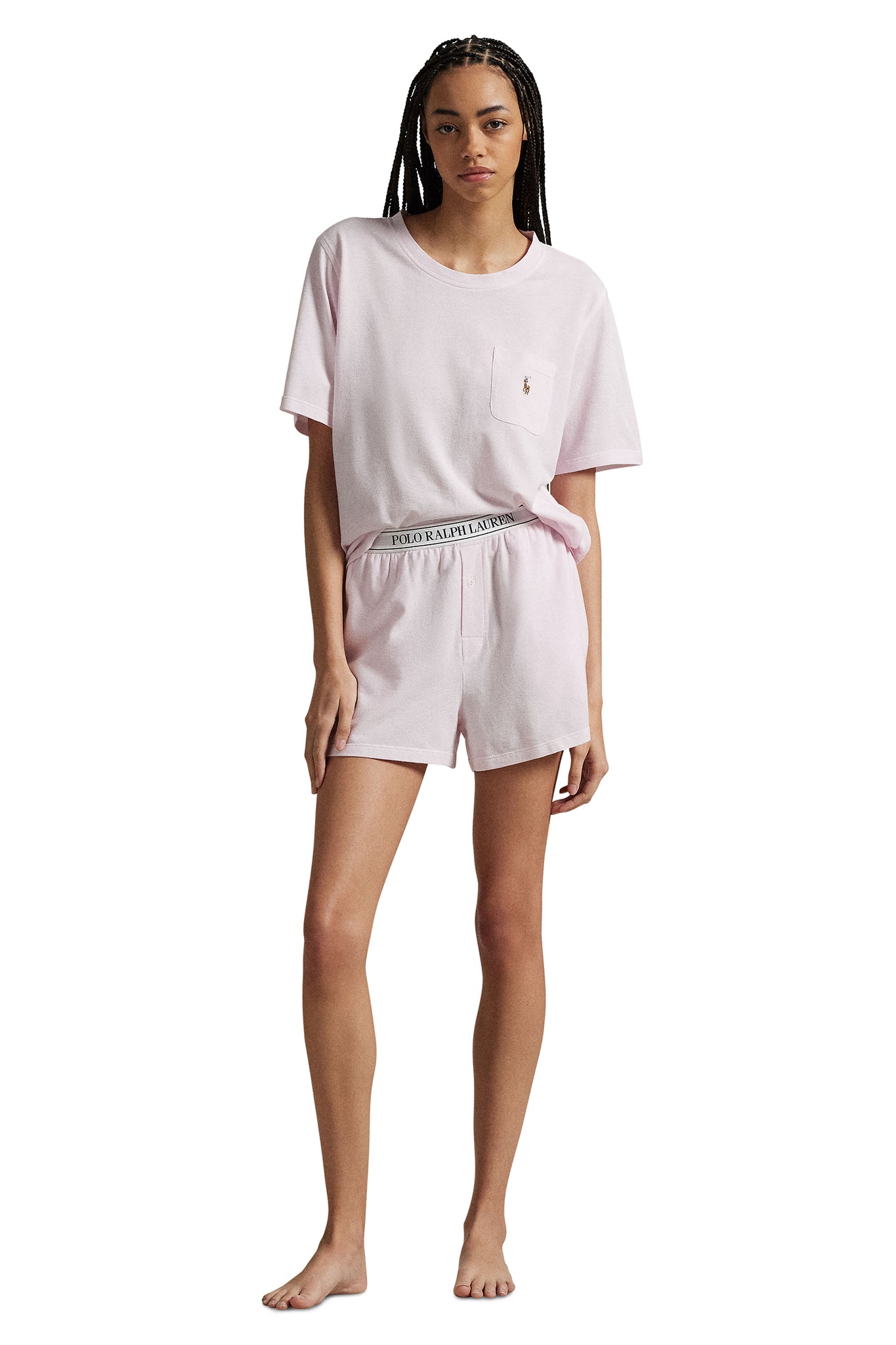 POLO RALPH LAUREN SHORT SLEEVE SHORTS SET- P0205- PINK LADY