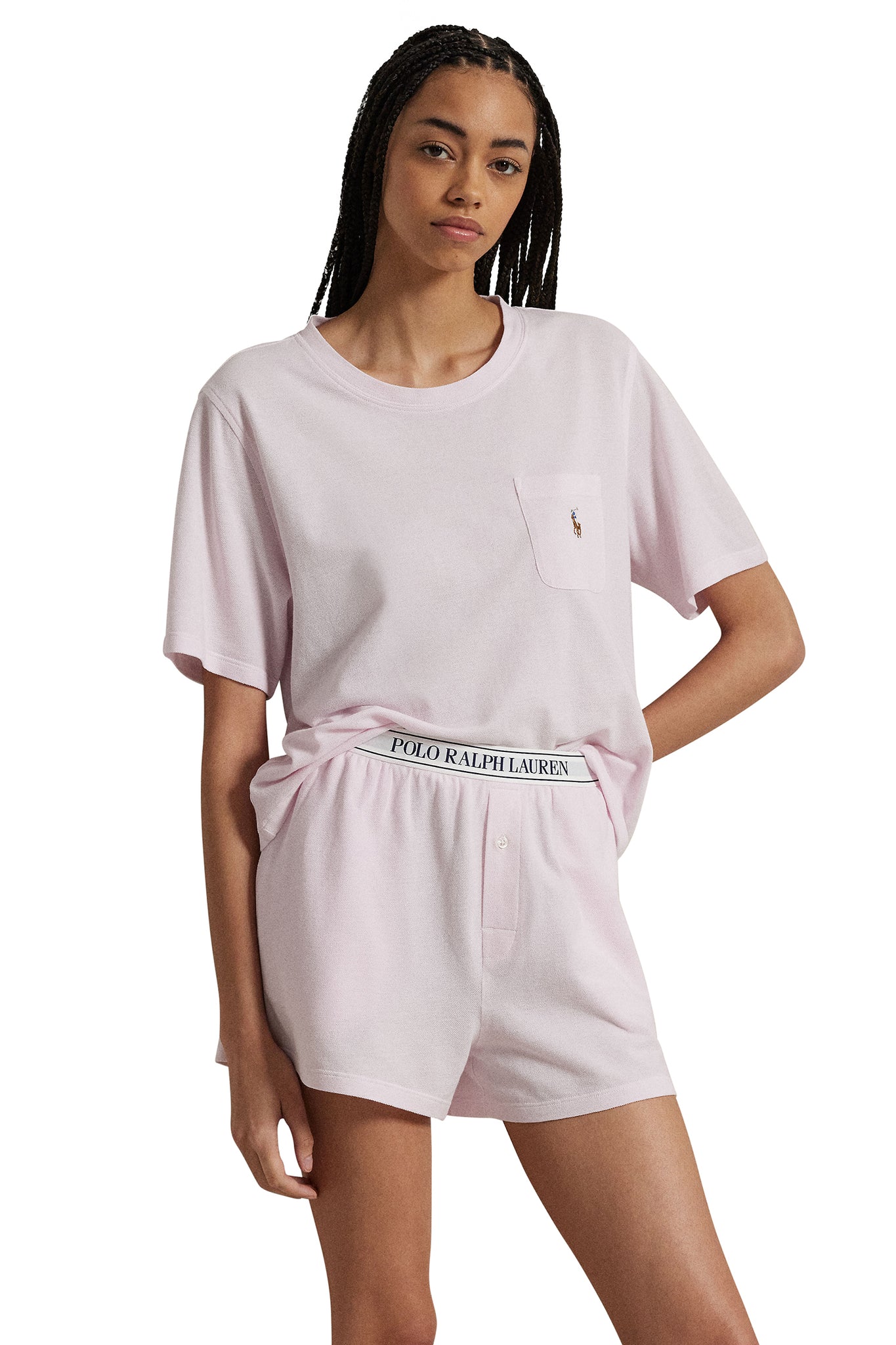 POLO RALPH LAUREN SHORT SLEEVE SHORTS SET- P0205- PINK LADY