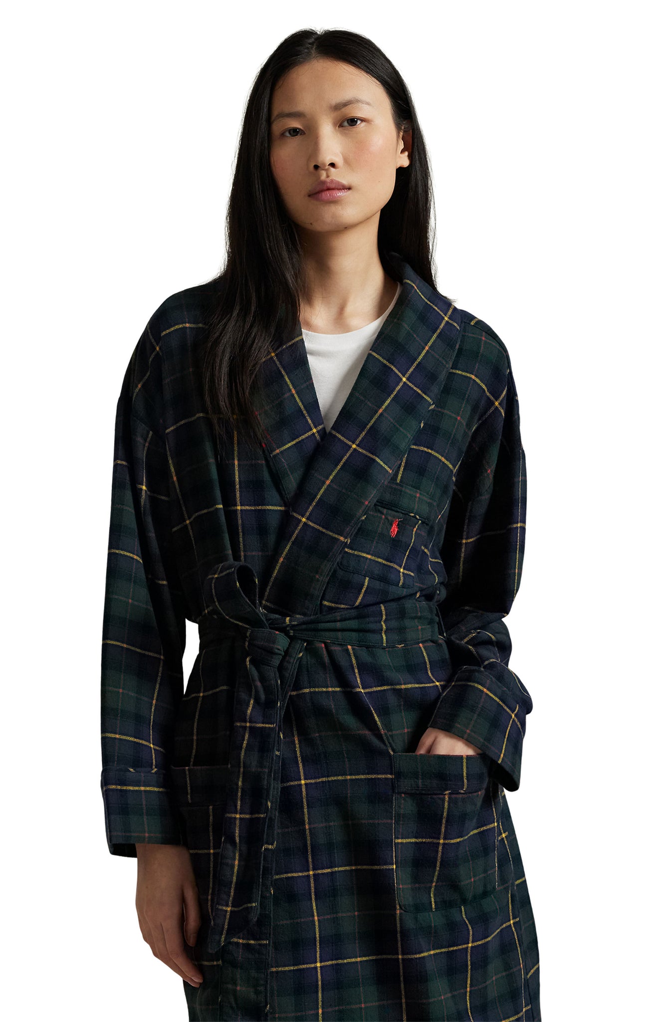 POLO RALPH LAUREN SHORT FLANNEL ROBE- 4P0433- TARTAN