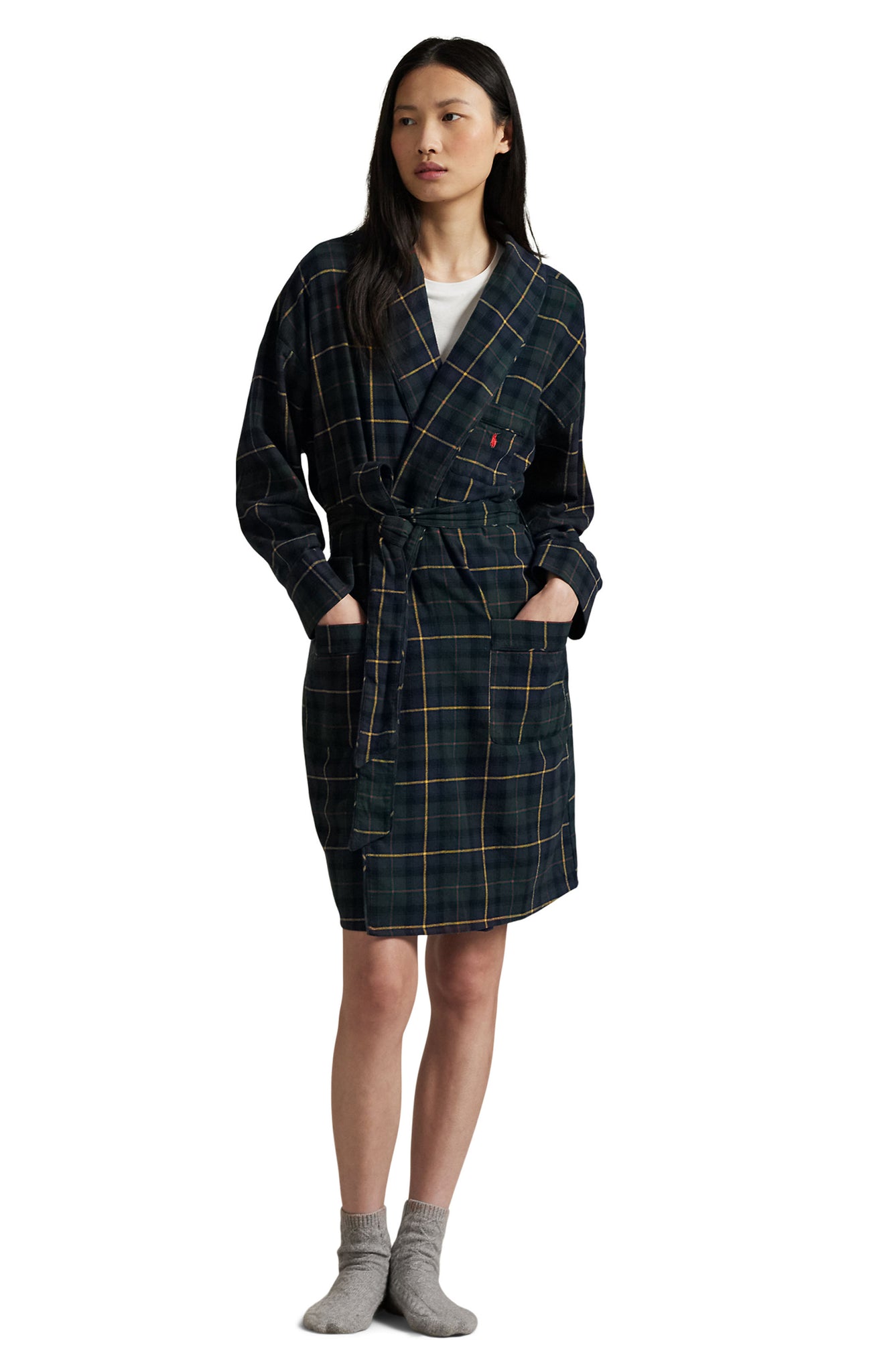POLO RALPH LAUREN SHORT FLANNEL ROBE- 4P0433- TARTAN