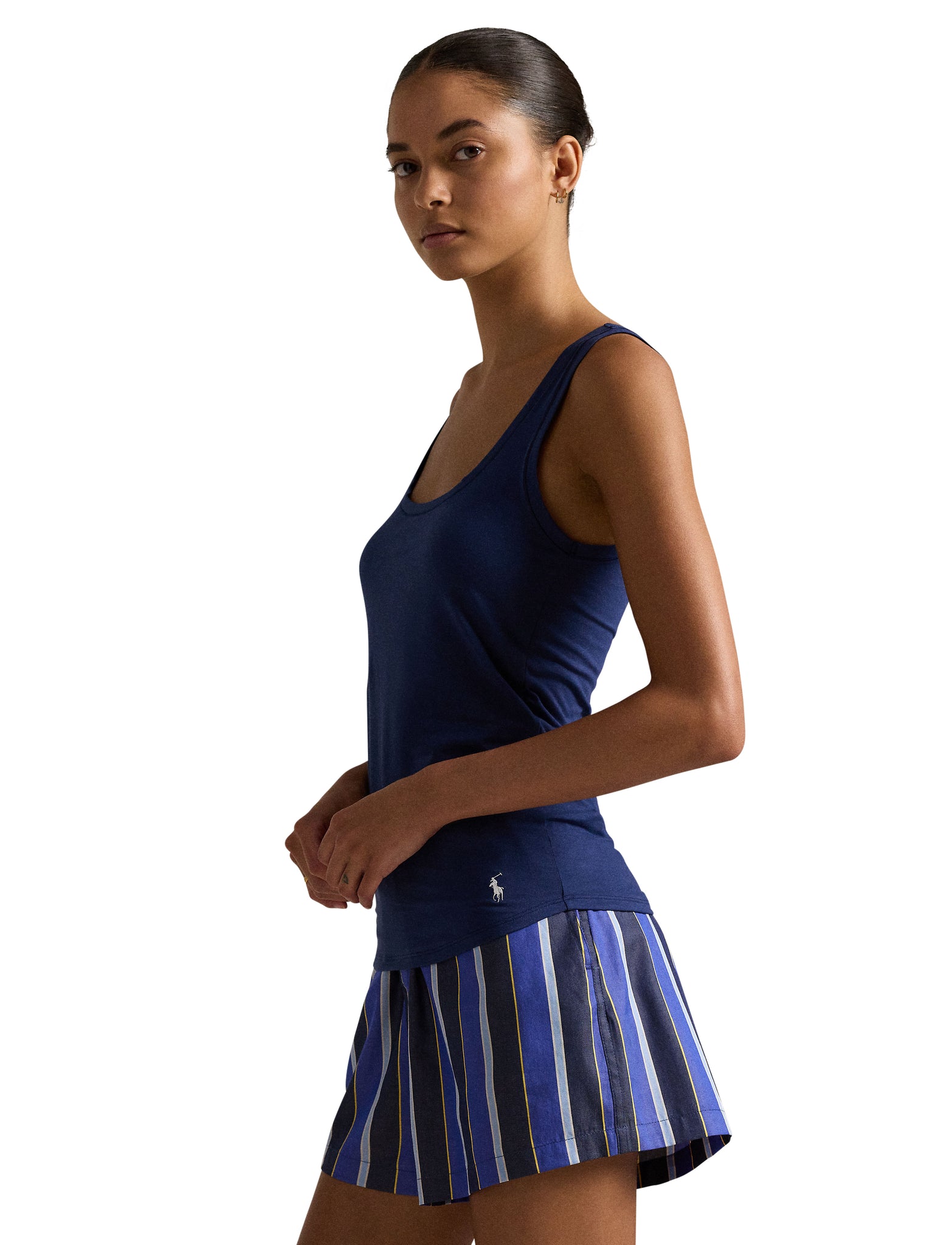 POLO RALPH LAUREN- LONG LEAN TANK TOP- onyx/grey/white cloud/navy