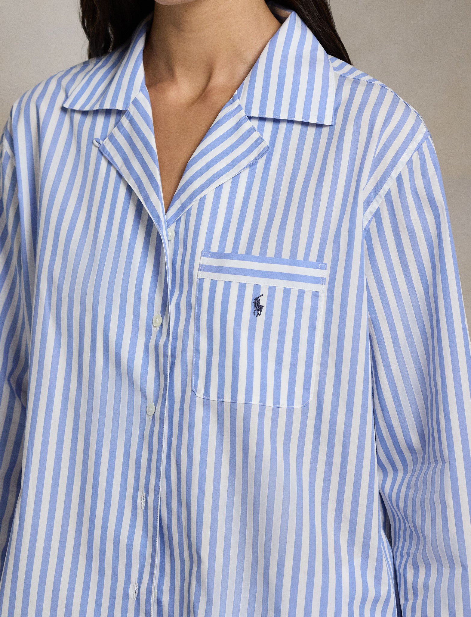 POLO RALPH LAUREN LONG SLEEVE PJ SET- WHITE CLOUD HYDRANGEA- P4P8004