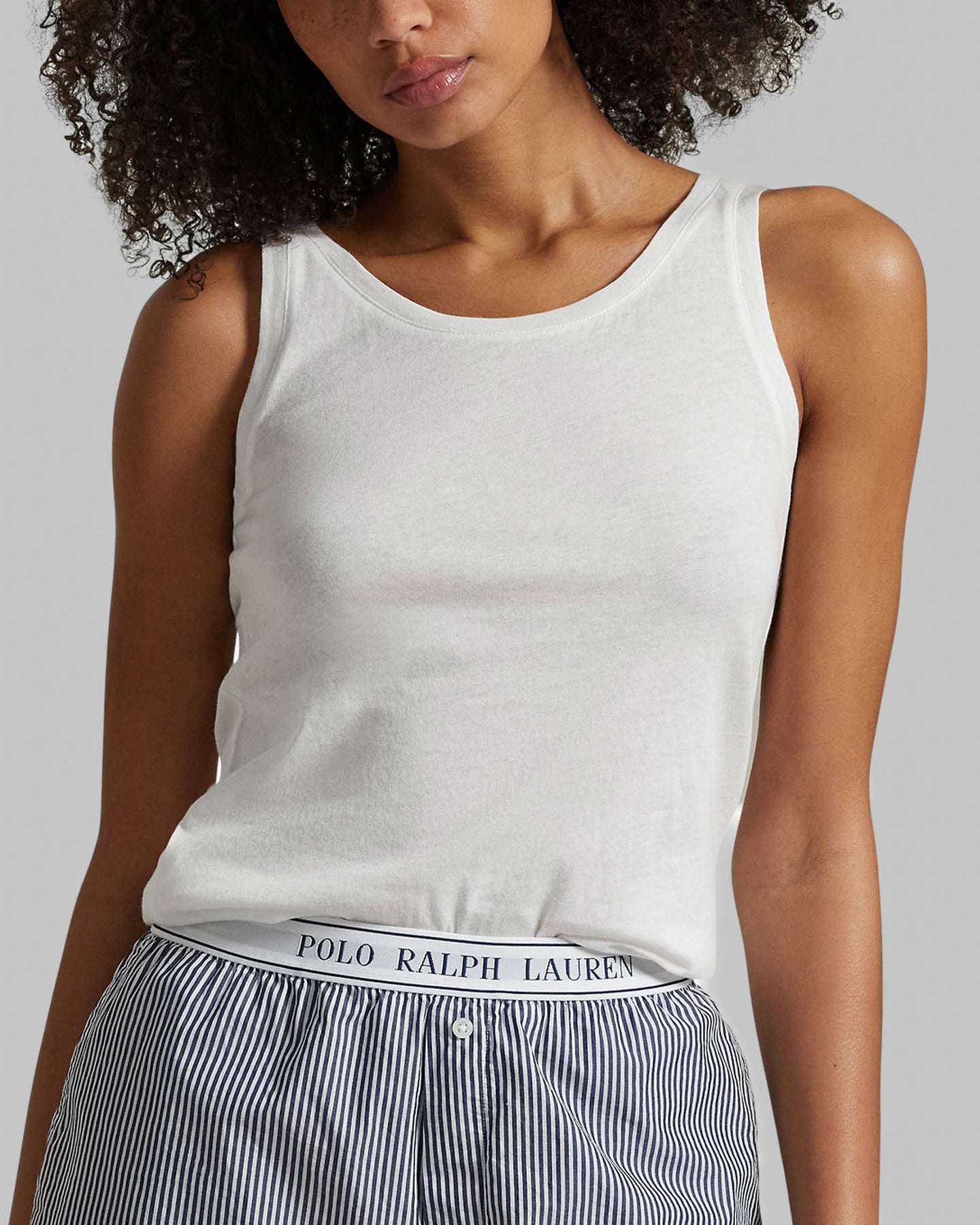 POLO RALPH LAUREN- LONG LEAN TANK TOP- onyx/grey/white cloud/navy