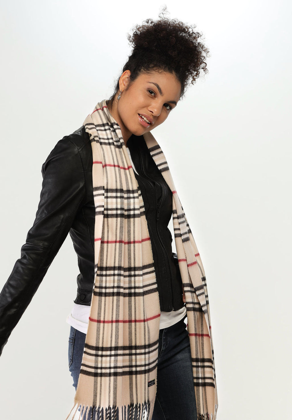 Fraas - Plaid Wide Cashmink Scarf - 625391