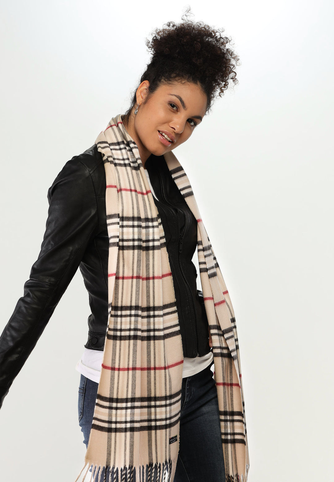 Fraas - Plaid Wide Cashmink Scarf - 625391