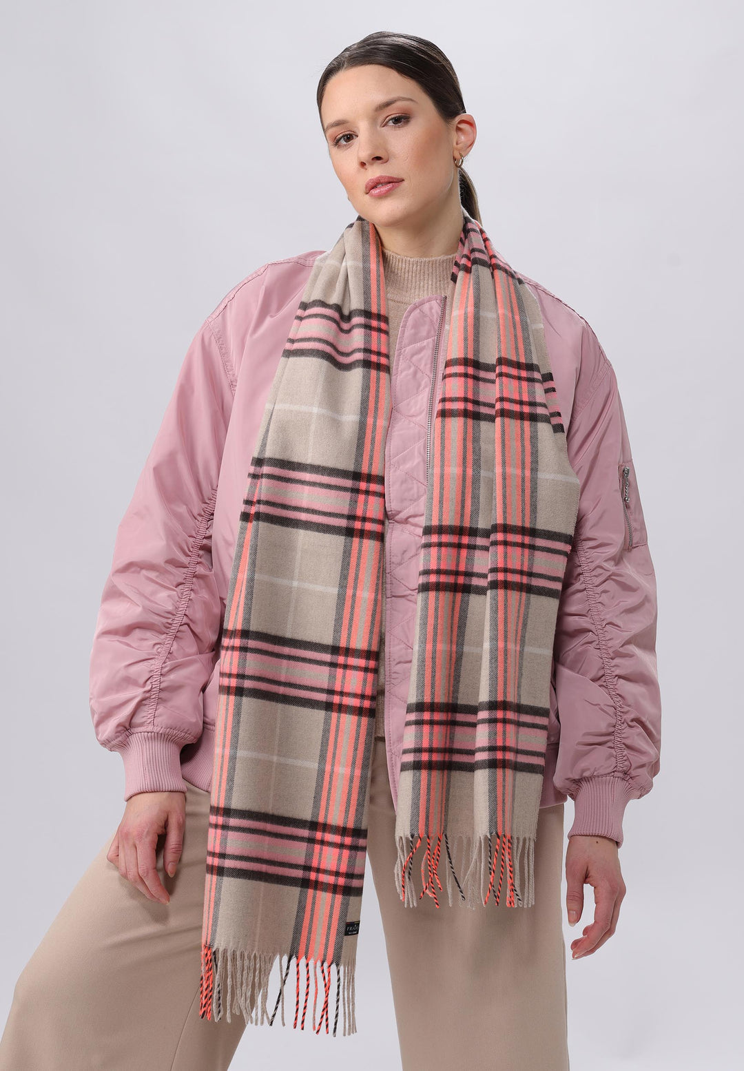 Fraas - Plaid Wide Cashmink Scarf - 625391