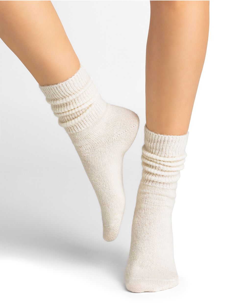 Bleuforet 6456 Alpaca Wool Socks- Grey/Off White/ Beige