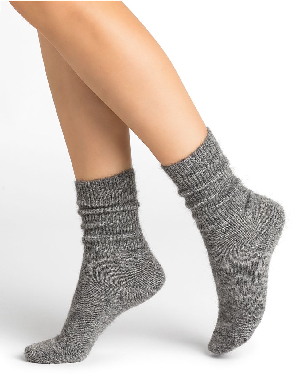 Bleuforet 6456 Alpaca Wool Socks- Grey/Off White/ Beige