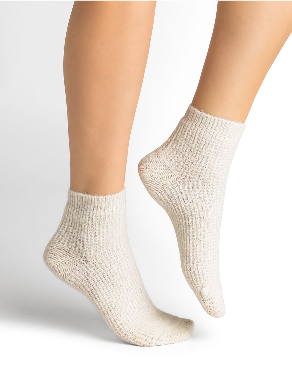 Bleuforet 6458- Short Alpaca Wool Socks- Light Grey