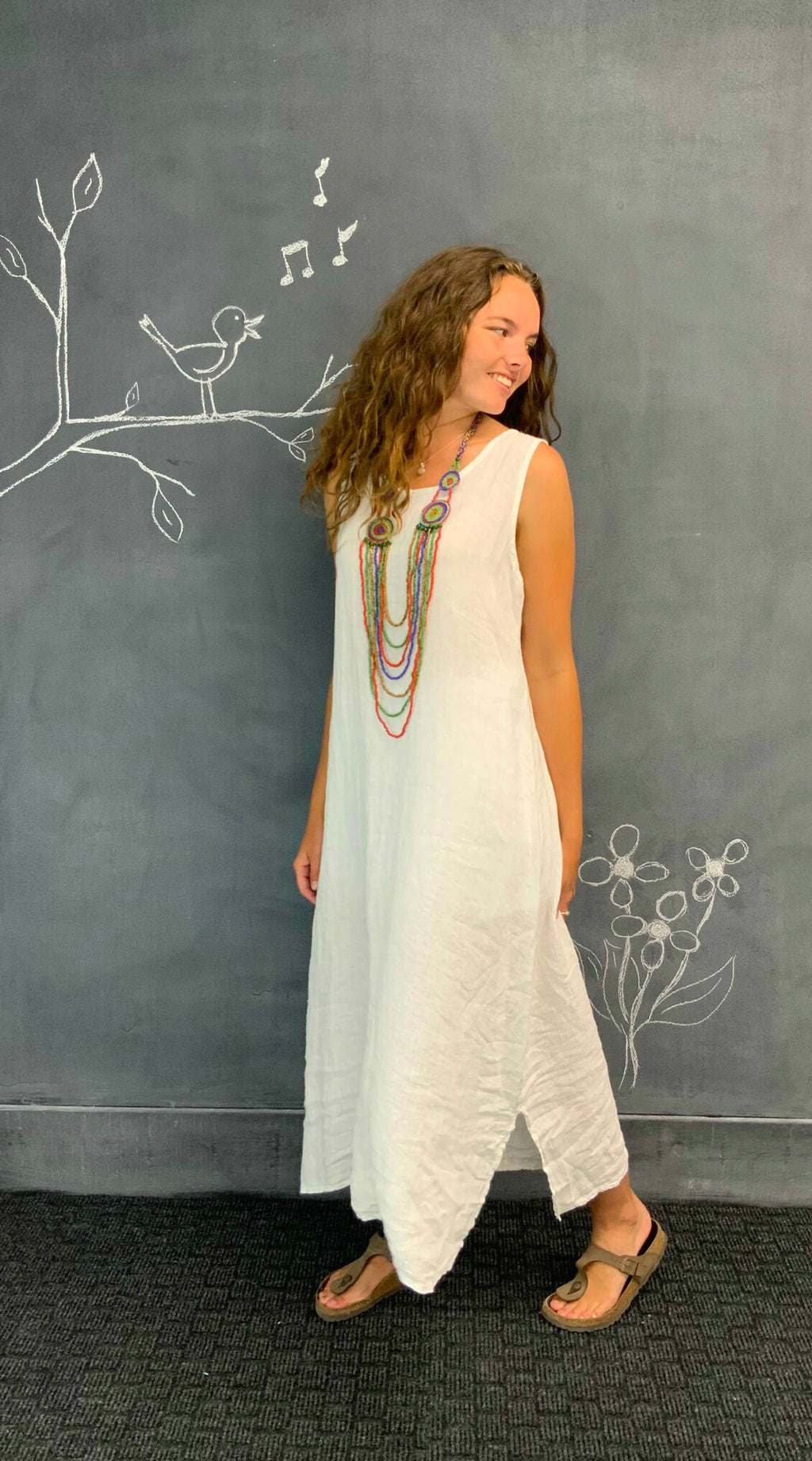 9F 3500 – A-LINE LINEN DRESS- Plum Loco