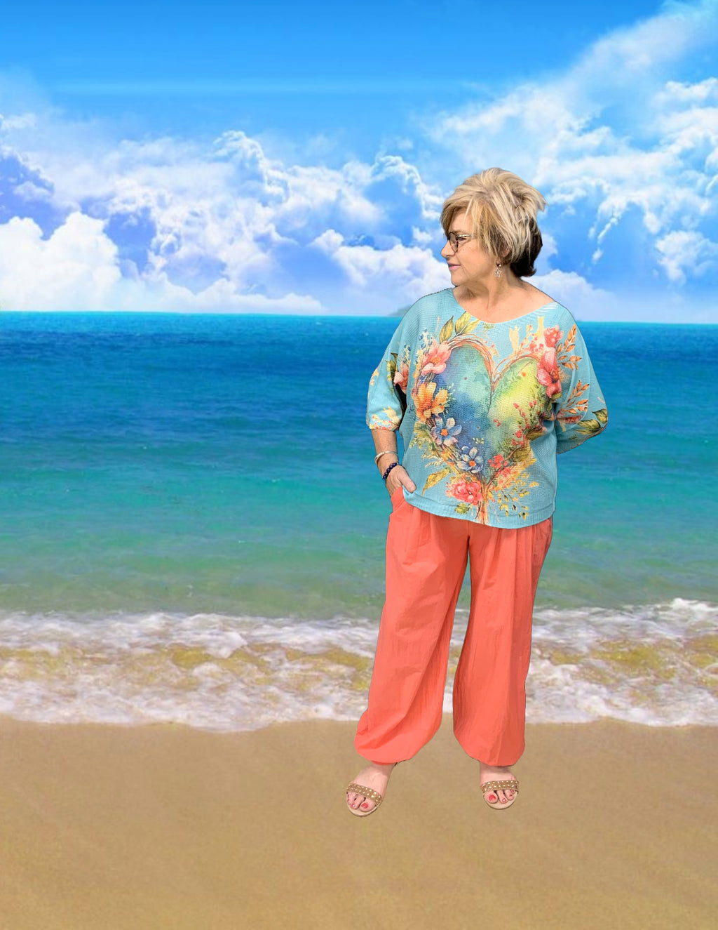 PLUM LOCO- WOVEN HEART KNIT SWEATER- 15150