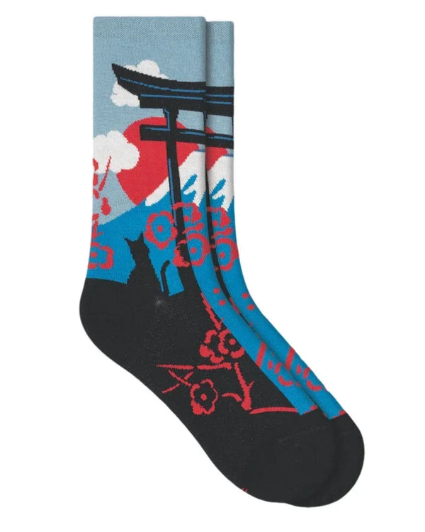 BLEUFORET MOUNT FUJI PATTERN SOCKS- 7101- CT7 BLUE