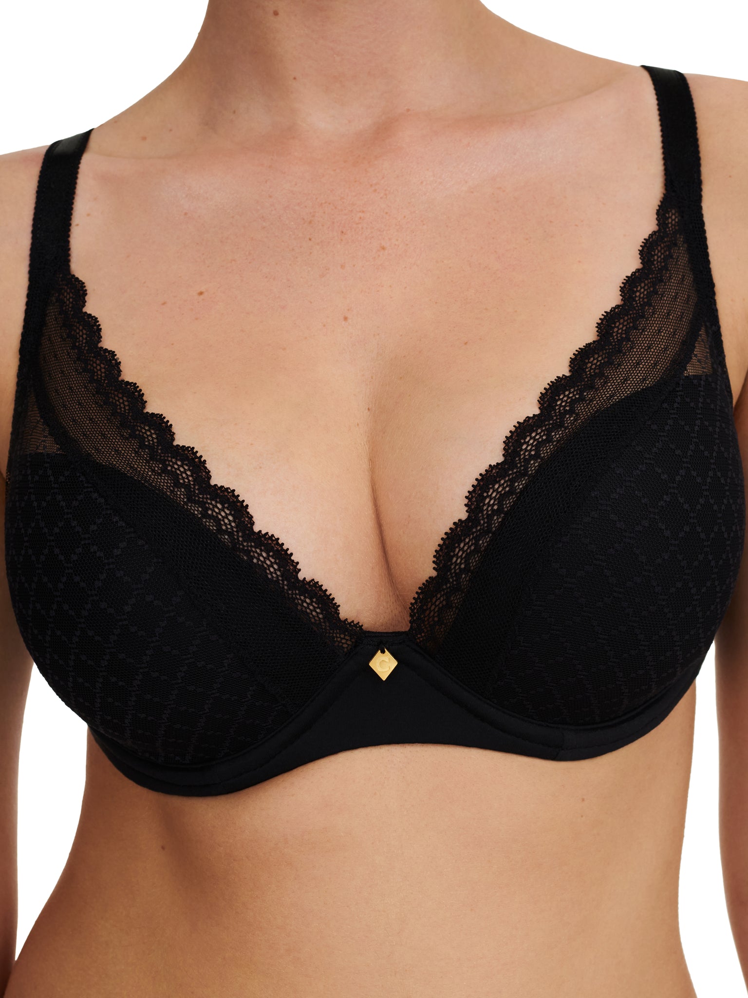 CHANTELLE NORAH CHIC PLUNGE T-SHIRT BRA- C16MNA- ORG/BLK