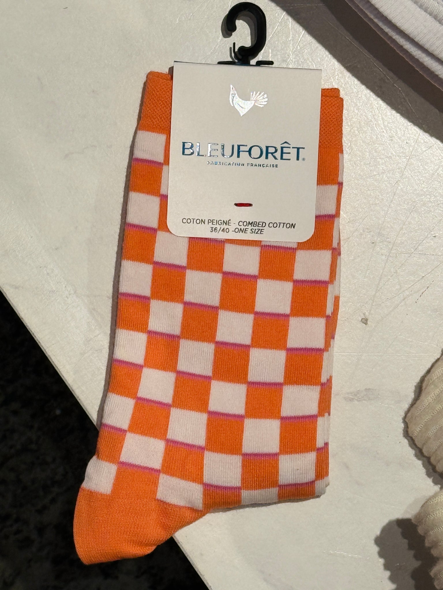 Blueforet check pattern socks- 6538- Sky/Mandrine