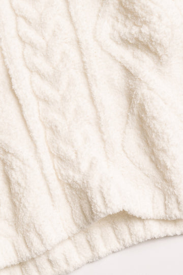 PJ SALVAGE CABLE CREW LOUNGE LONG SLEEVE TOP- IVORY/BLACK-RKCLLS