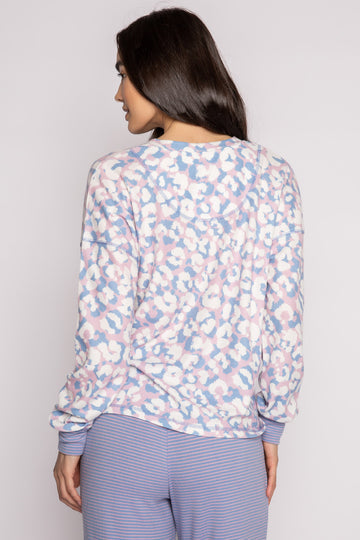 LEOPARD IS MY HAPPY LONG SLEEVE TOP- RKLHLS1-IVORY