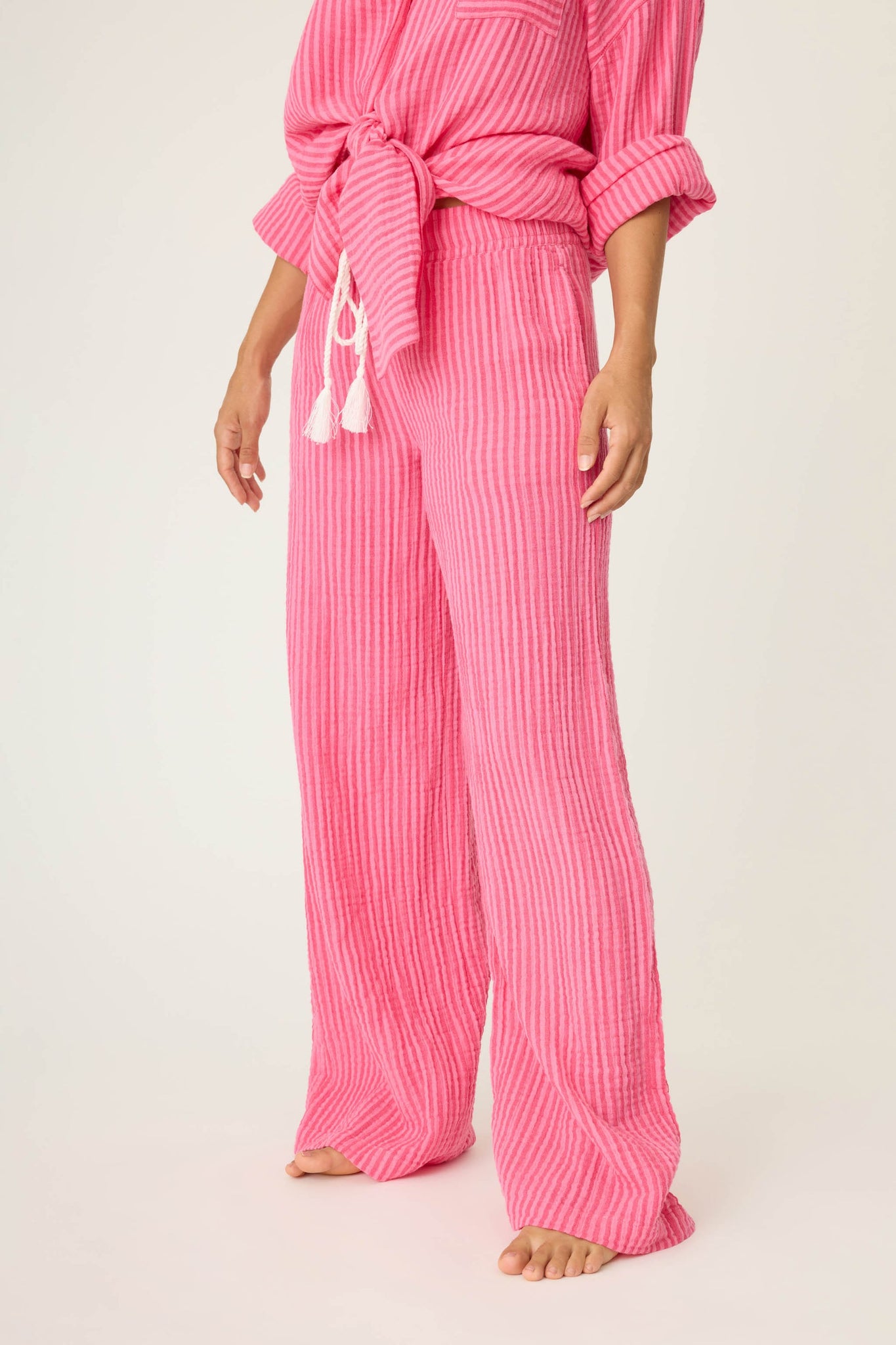 PJ Salvage - Back From The Beach Pant - RASPBERRY SORBET/IVORY - RUBFS