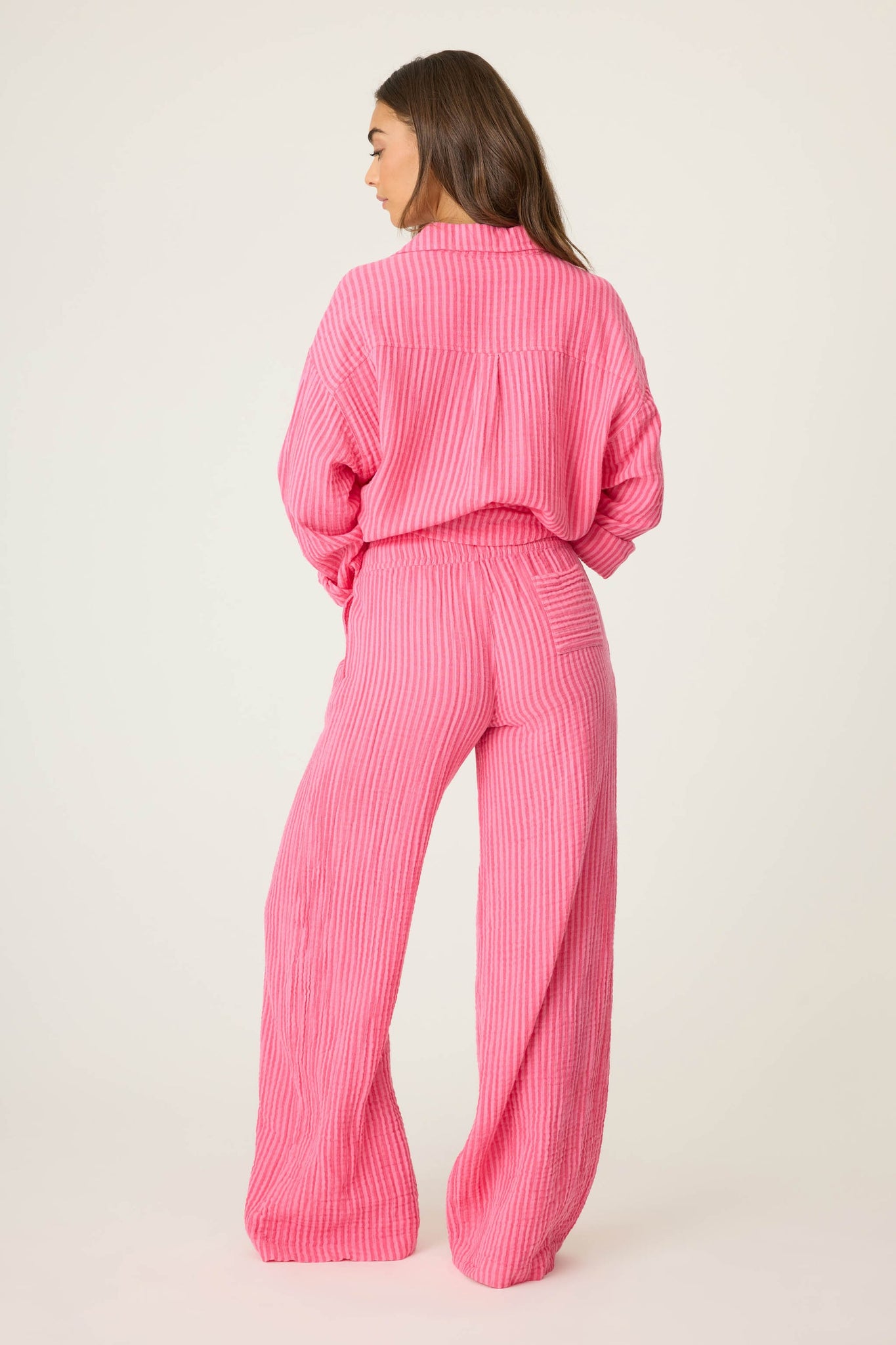 PJ Salvage - Back From The Beach Pant - RASPBERRY SORBET/IVORY - RUBFS