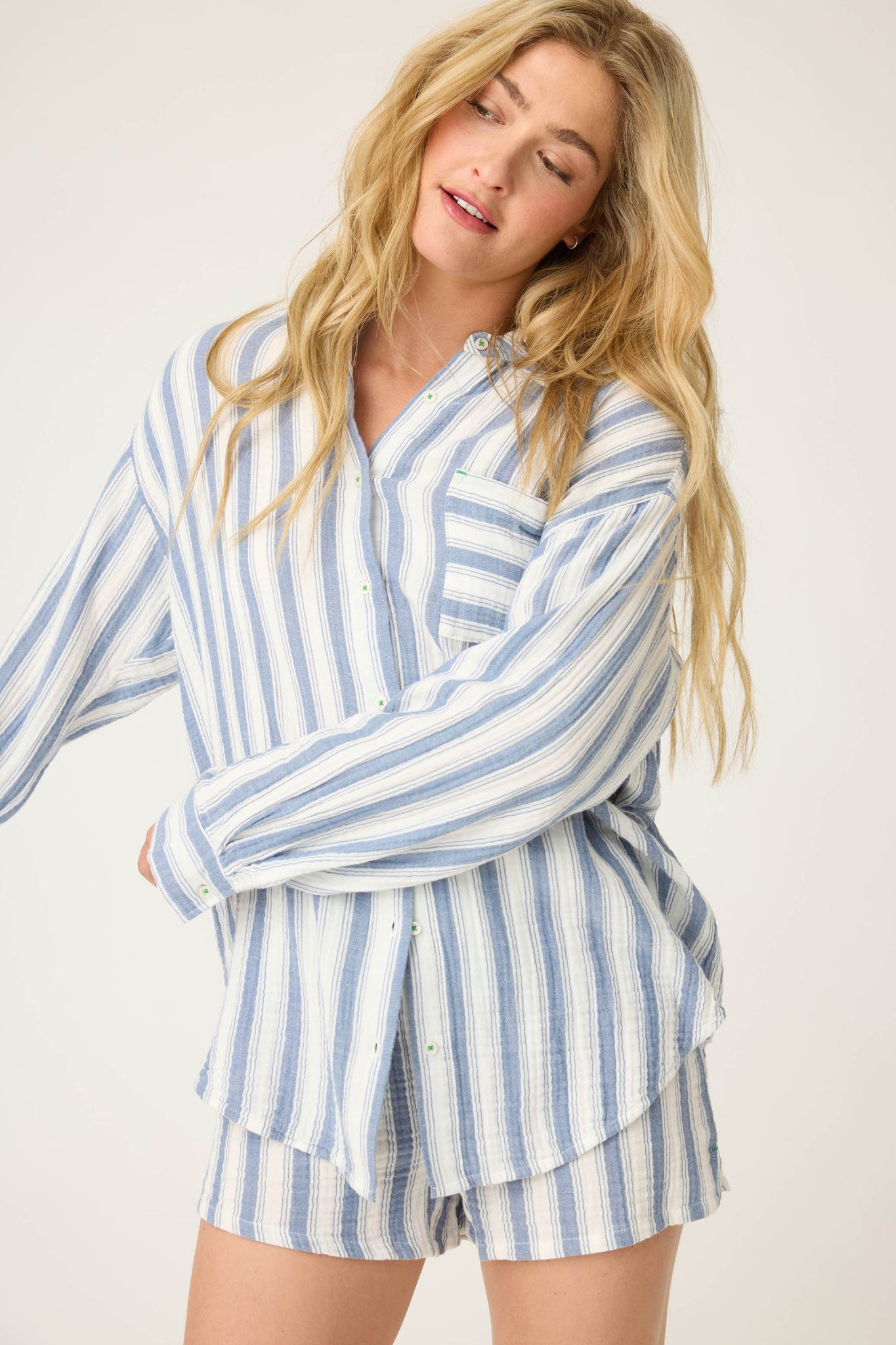 PJ Salvage - Back From The Beach Long Sleeve Shirt - Ivory - RUBFLS