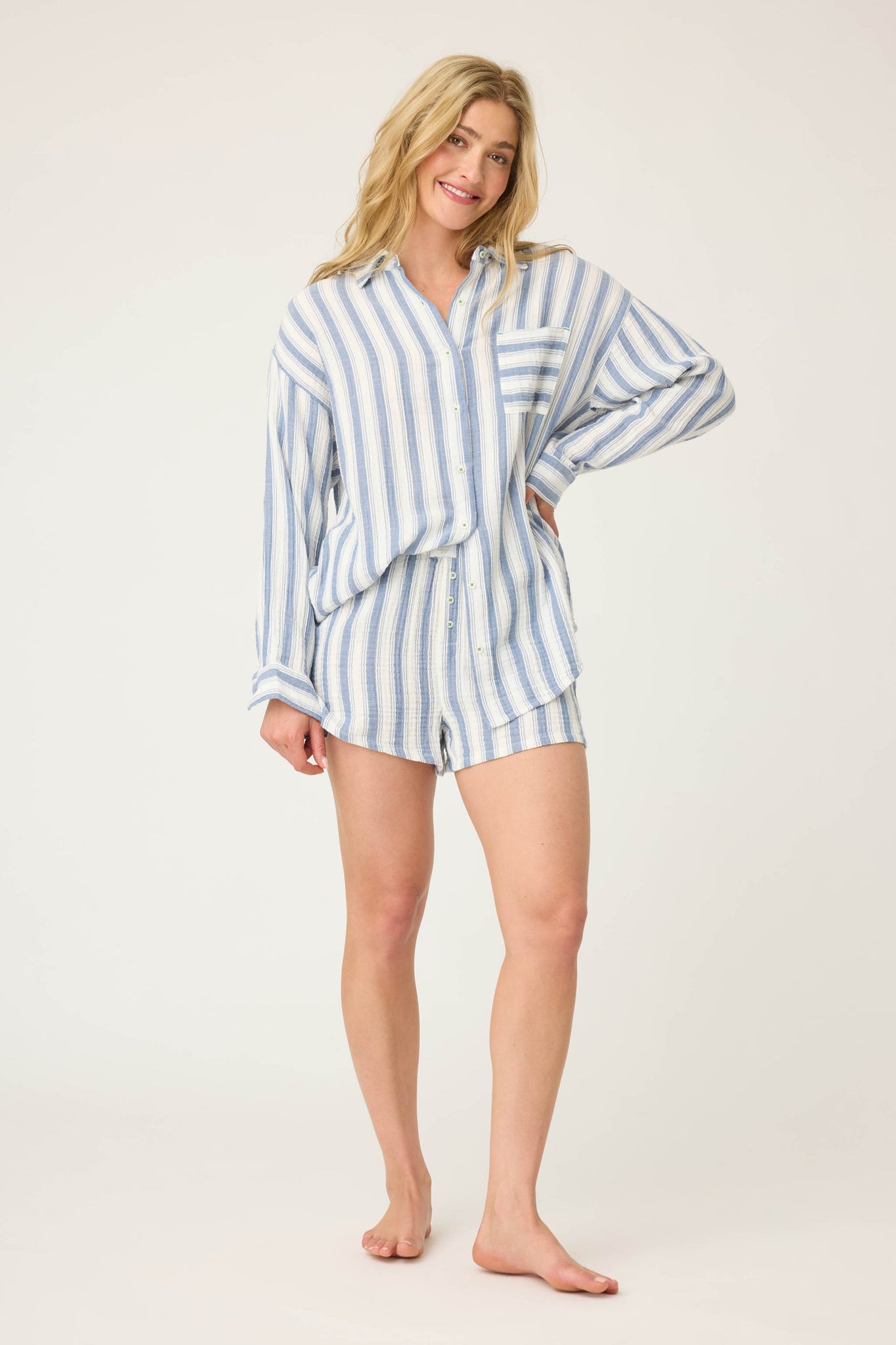PJ Salvage - Back From The Beach Long Sleeve Shirt - Ivory - RUBFLS