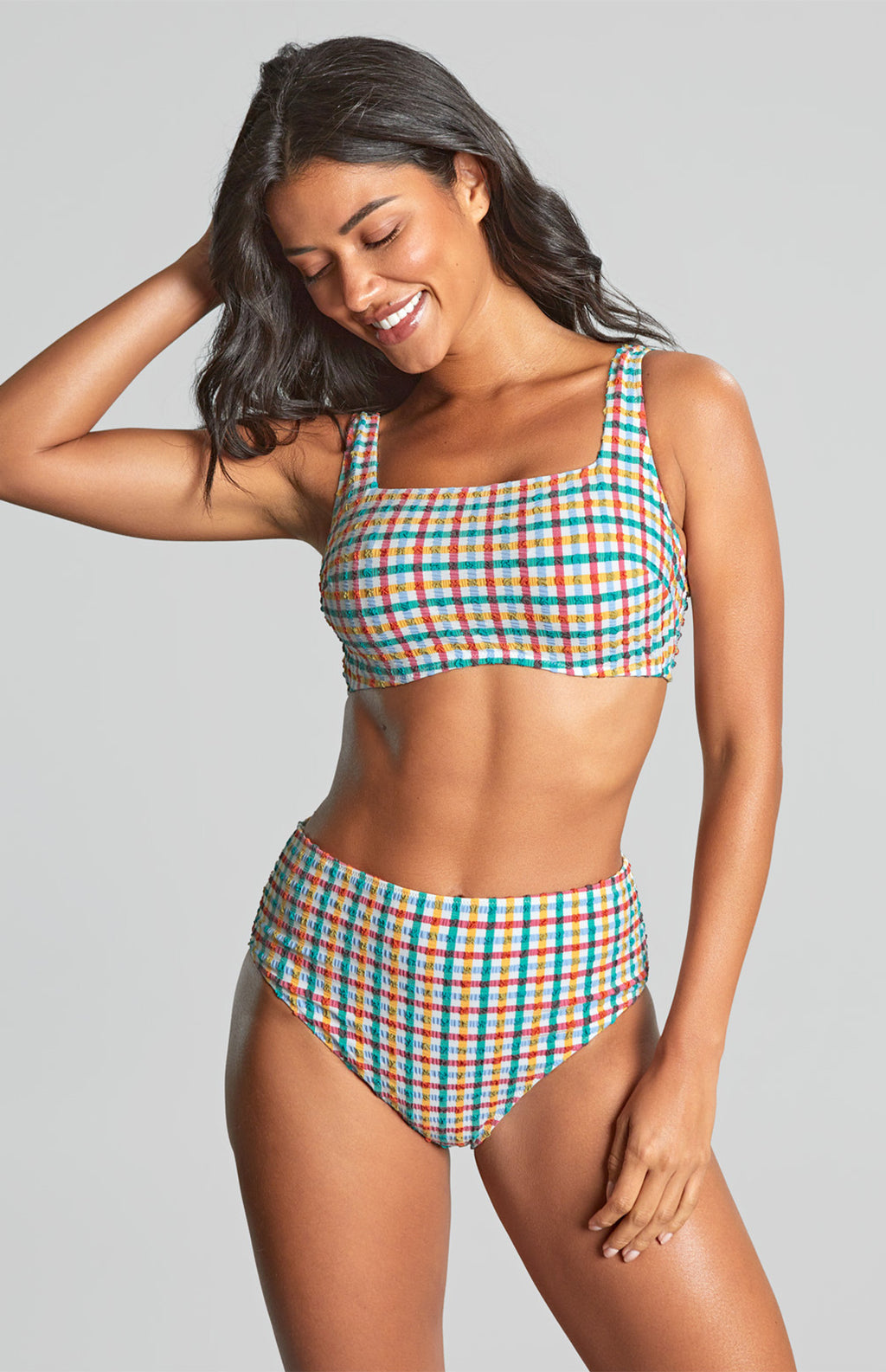 PANACHE High Waist Bikini Bottoms- Gina- Seersucker Multi- SW1755A