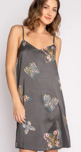 ALL THAT FLUTTERS CHEMISE CHARCOAL- RHATCE