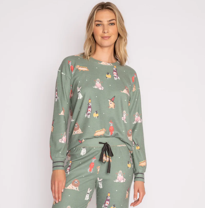 MY DOG IS MY BOO LOUNGE TOP- RKDBLS1/RKDBLS2- OLIVE/SLATE