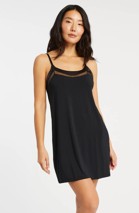 Fleur't-Tuxedo Slip Chemise-6046- blk/vino