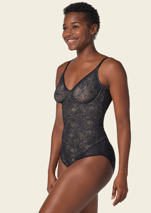 Leonisa-Shaping Lace Bodysuit with Underwire Fabric Cups-018512N