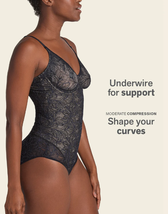 Leonisa-Shaping Lace Bodysuit with Underwire Fabric Cups-018512N