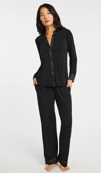 Fleur't-Tuxedo Pj Set-6140- BLK/VINO