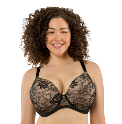 Parfait Luxlacy- P2000- Full Busted Lace Padded Everyday Basic wired Bra-  Black/Nude