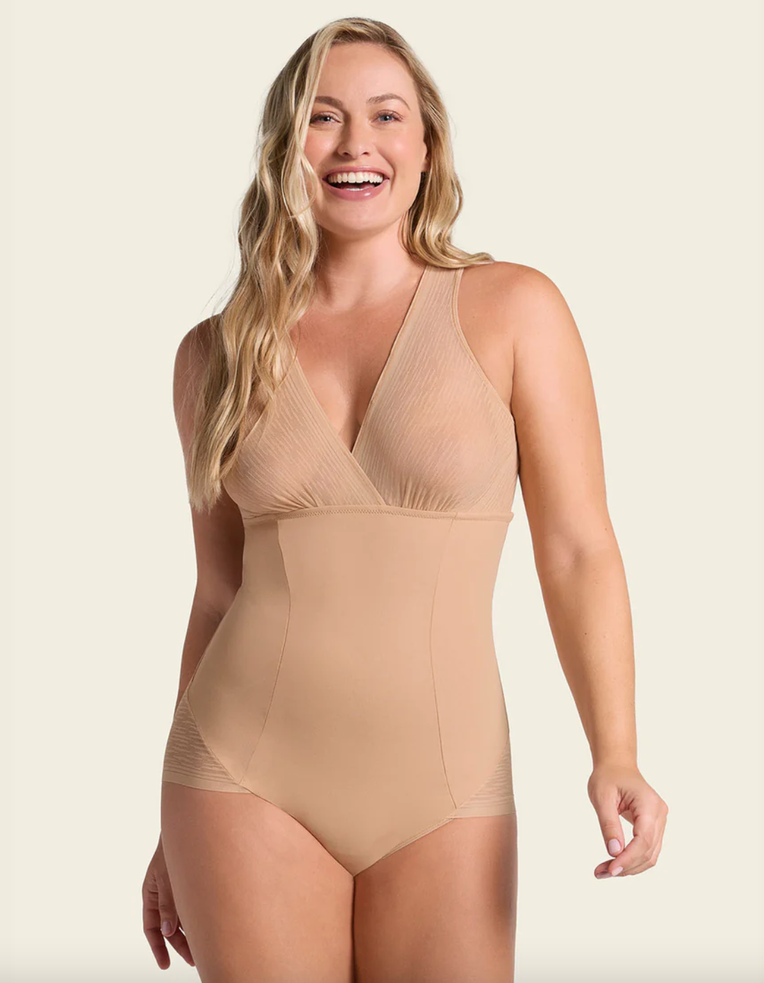 Leonisa-Sheer Stripe Detail Sculpting Bodysuit-018517