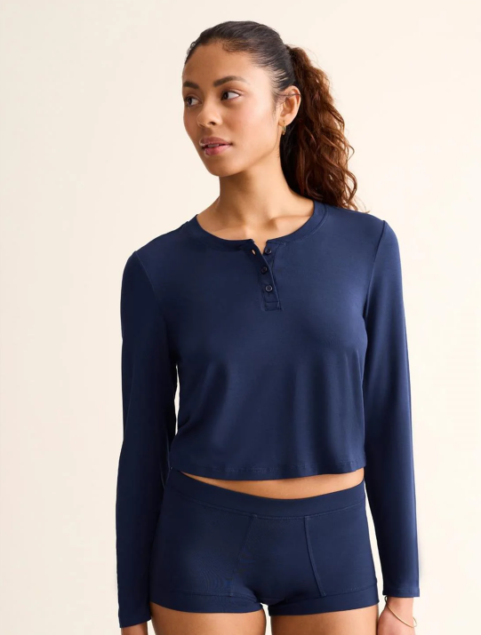 Fleur't Henley Top -615 Ink/Black/Oak