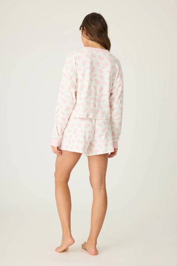 PJ Salvage - Boyfriend Boxer Ditsy Floral Shorts Set - RUBXST Ivory