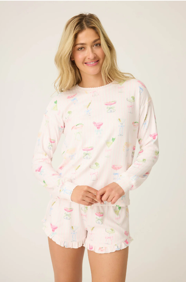 PJ Salvage - Pretty Punch Cocktail Print Long Sleeve Top - RUPRLS Baby Pink