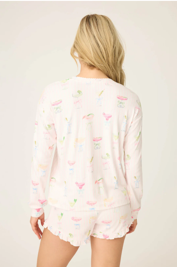 PJ Salvage - Pretty Punch Cocktail Print Long Sleeve Top - RUPRLS Baby Pink