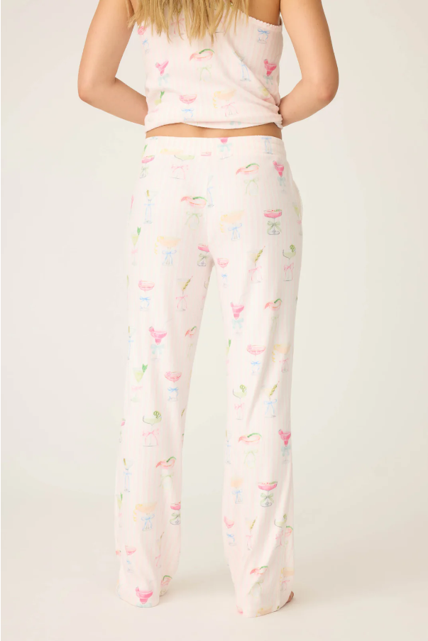 PJ Salvage - Pretty Punch Cocktail Print Open Leg Pants - RUPRP Baby Pink