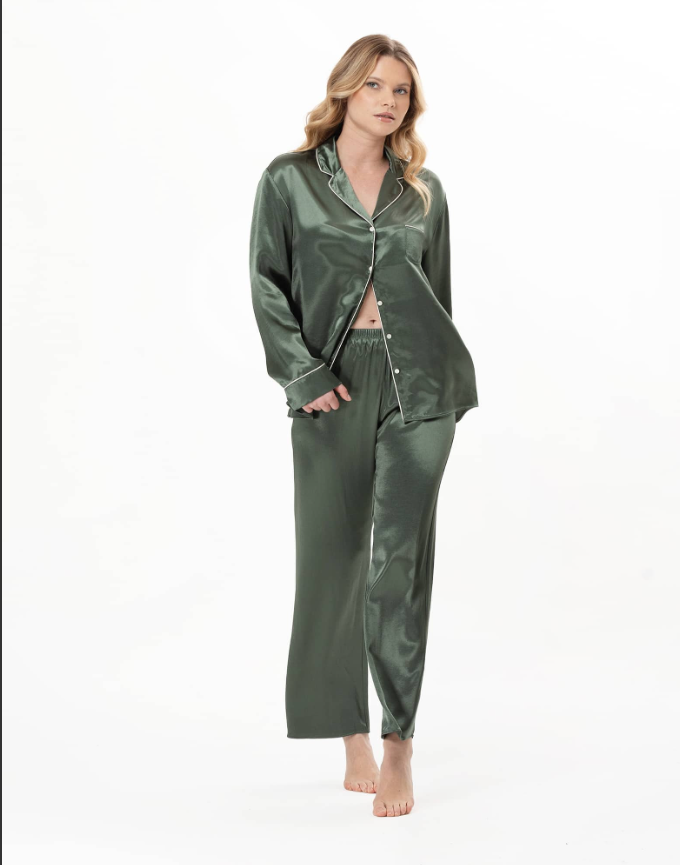 Le Chat DARCY 106 Lichen-0420 Viscose Button-Down Pajamas C115APY