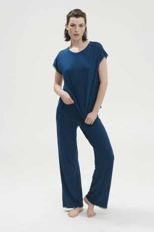 Aurore Simone perele loungerwear- 1C9660- Pant Black/ Poseidon Blue/full moon