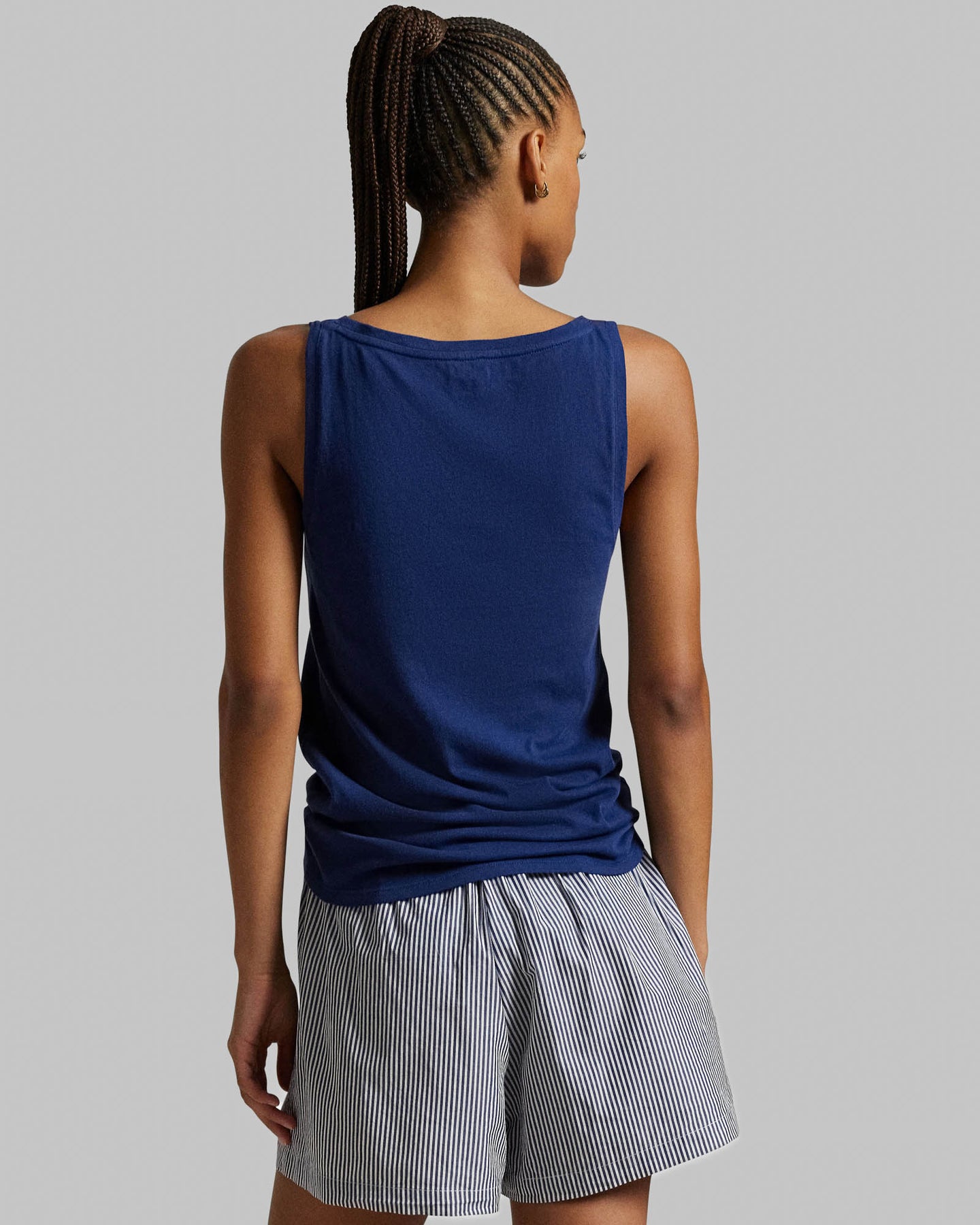 POLO RALPH LAUREN- LONG LEAN TANK TOP- onyx/grey/white cloud/navy