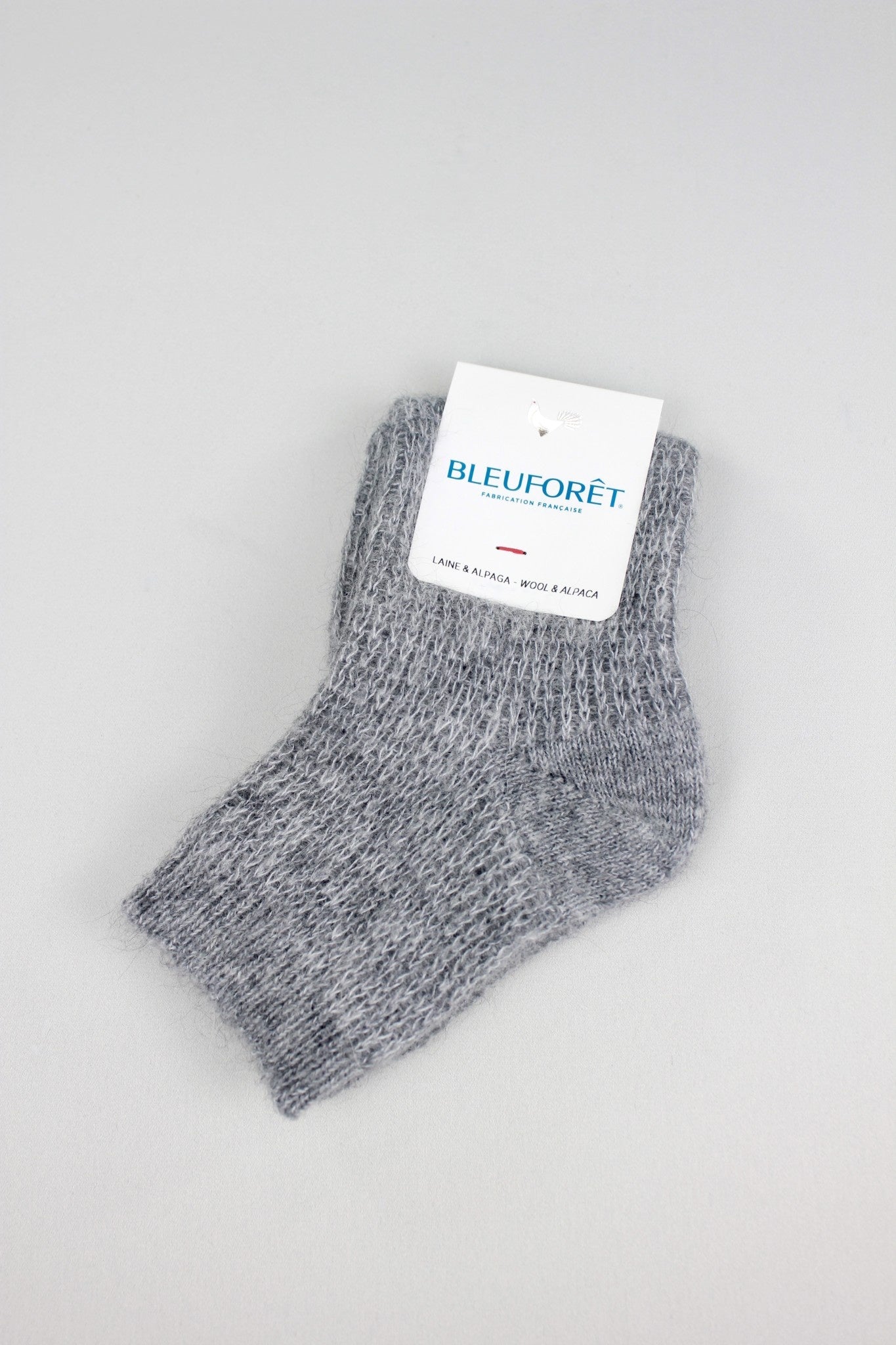 Bleuforet 6458- Short Alpaca Wool Socks- Light Grey