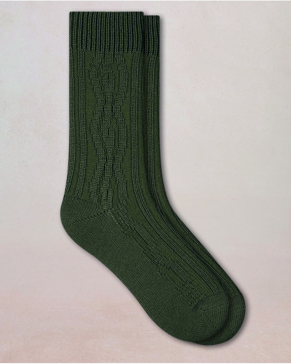 BLEUFORET Merino Wool Cable-Knit Socks Brown-7098